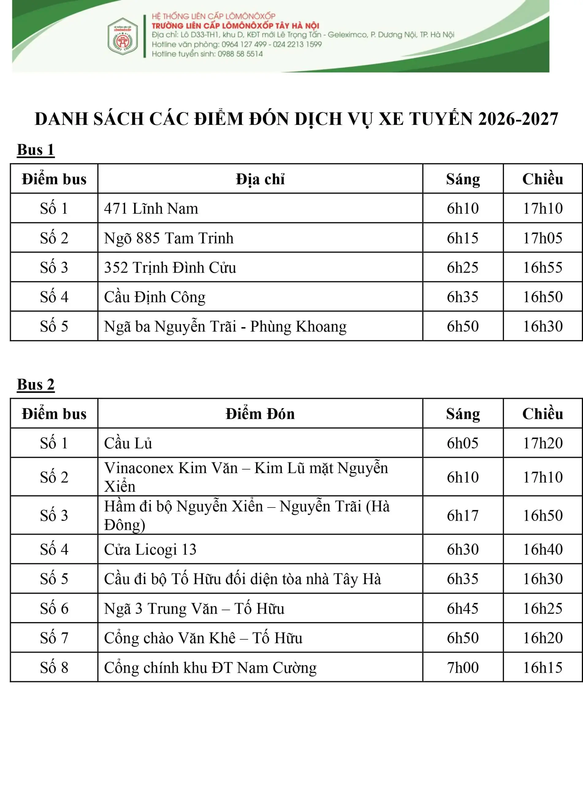 LỘ TrÌnh Xe TuyẾn 26 27 1
